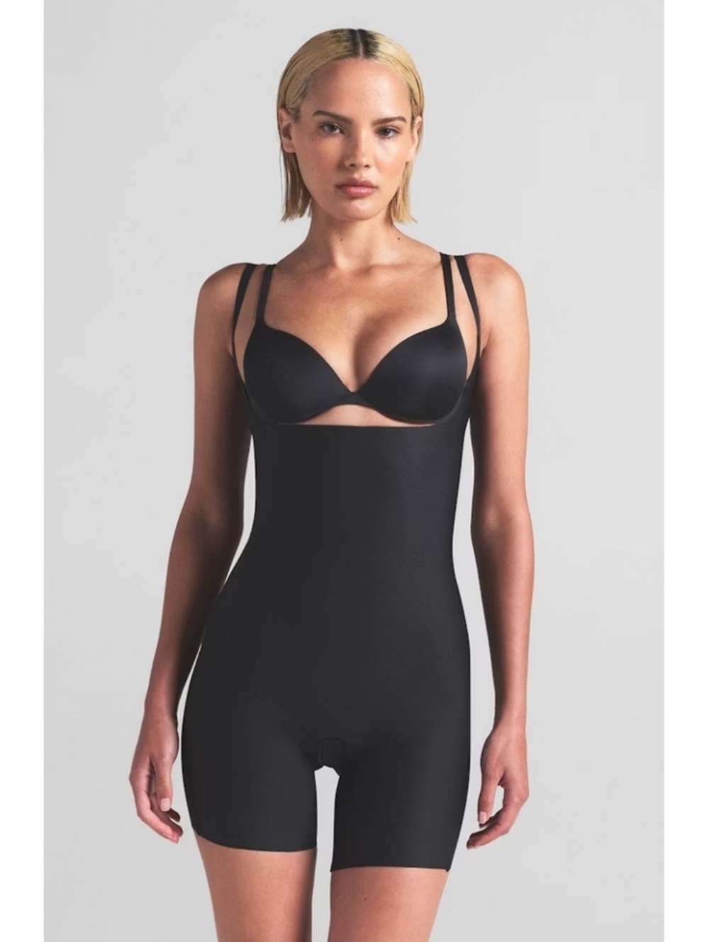 Skims Core Sculpt Open Bust Mid Thigh Bodysuit Color ONYX Size M